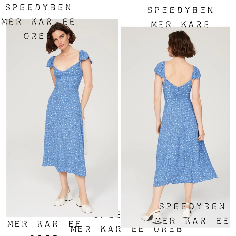 Reformation Baxley Dress in Blue Eve Size 10 - Picture 3 of 15